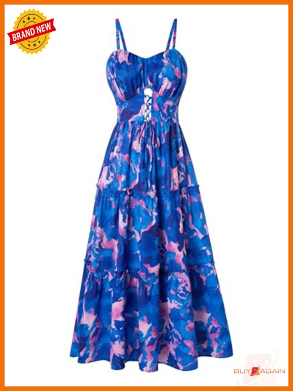 Floral Summer Boho Flowy Maxi Dress Spaghetti Strap V-Neck Beach Vacation